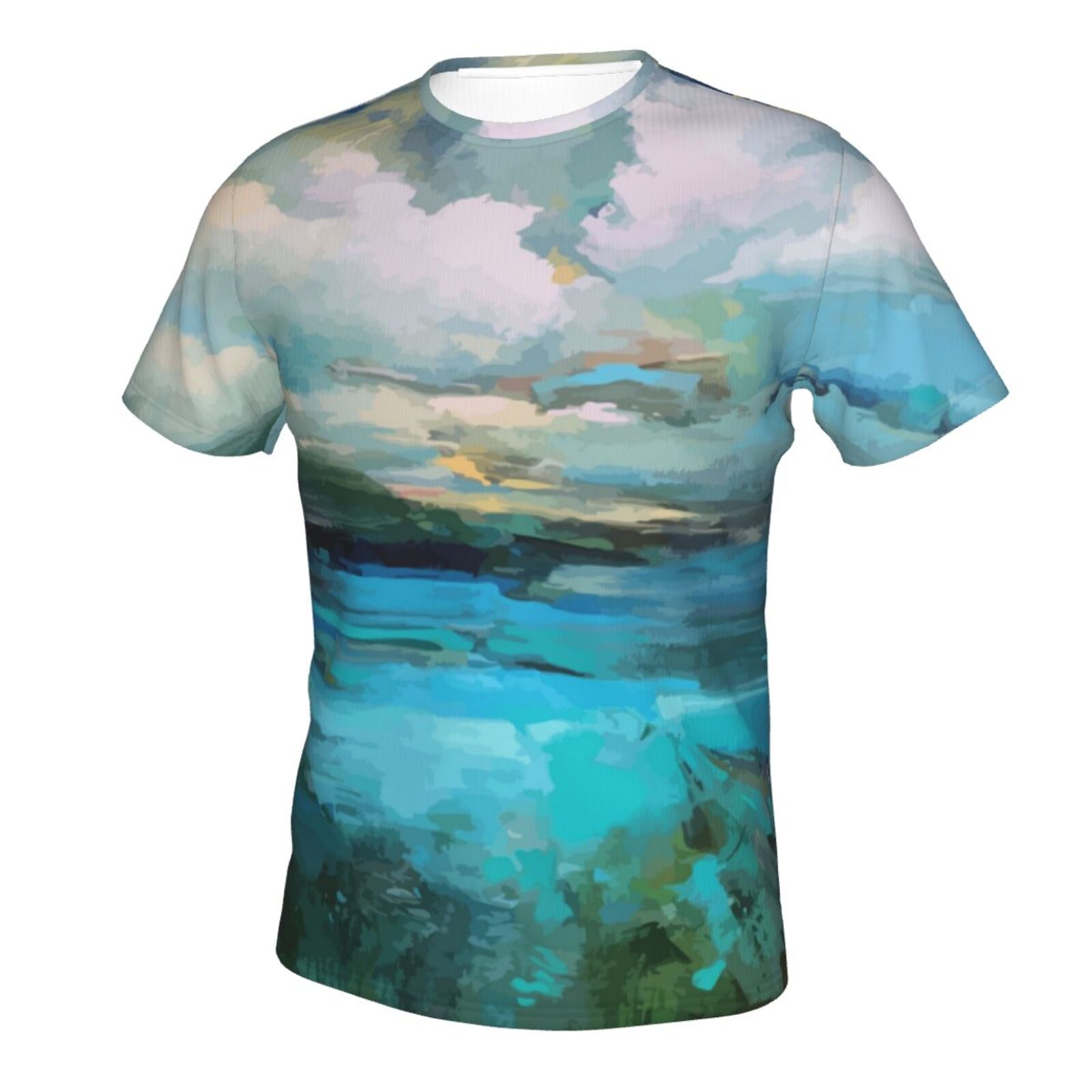 T-shirt Classique Nuages Sur Le Lac Peinture Elements